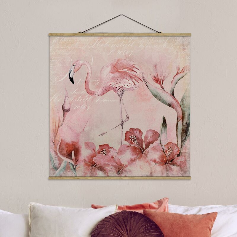 

Imagen de tela - Shabby Chic Collage - Flamingo - Cuadrado 1:1 Dimensión LxA: 35cm x 35cm