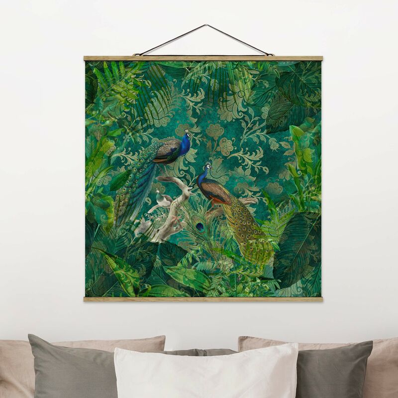 

Imagen de tela - Shabby Chic Collage - Noble Peacock II - Cuadrado 1:1 Dimensión LxA: 80cm x 80cm