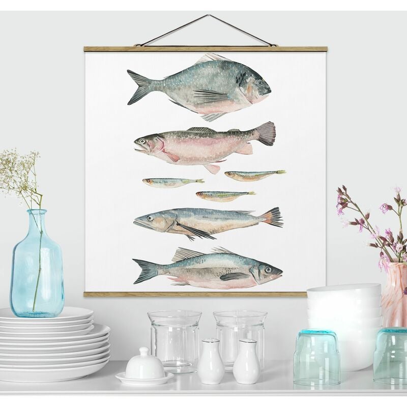 

Imagen de tela - Seven Fish In Watercolor II - Cuadrado 1:1 Dimensión LxA: 80cm x 80cm