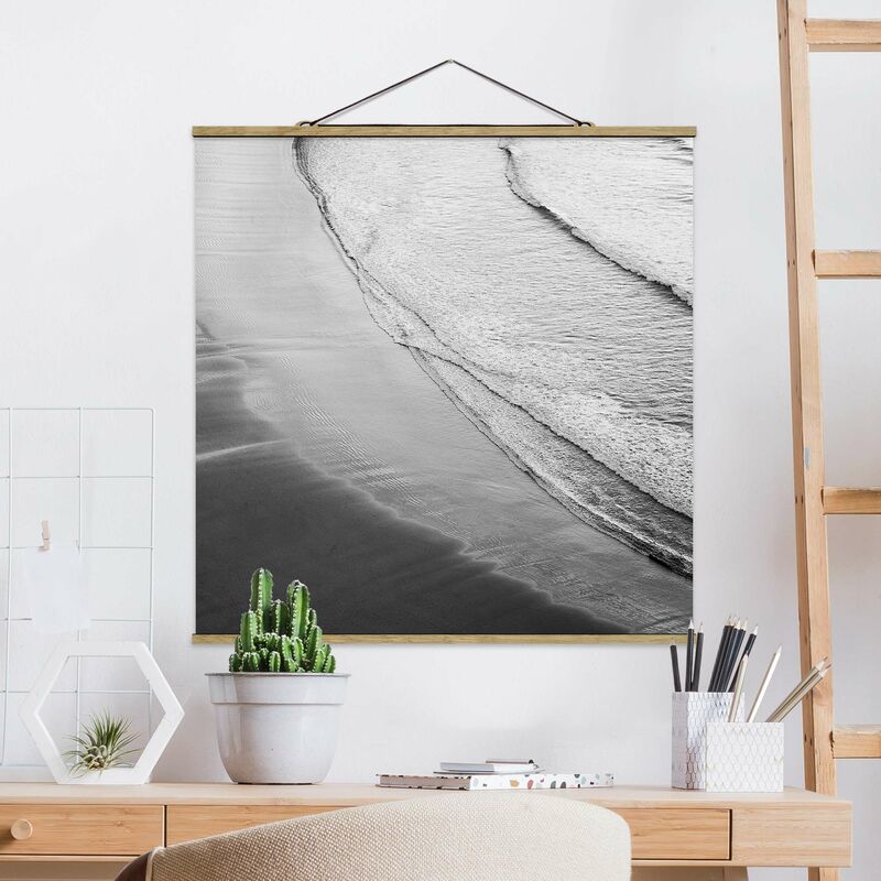 

Imagen de tela - Soft Waves On The Beach Black And White - Cuadrado 1:1 Dimensión LxA: 80cm x 80cm