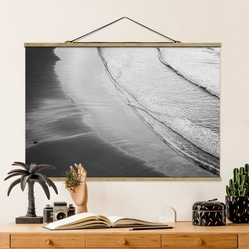 

Imagen de tela - Soft Waves On The Beach Black And White - Apaisado 2:3 Dimensión LxA: 66.5cm x 100cm