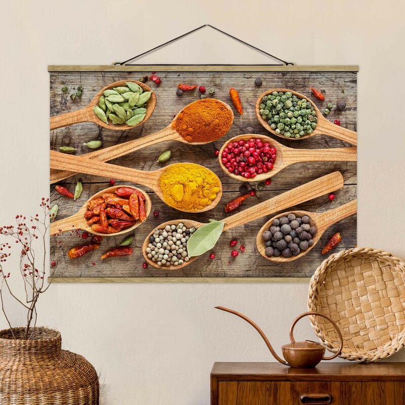 

Imagen de tela - Spices On Wooden Spoon - Apaisado 2:3 Dimensión LxA: 66.5cm x 100cm