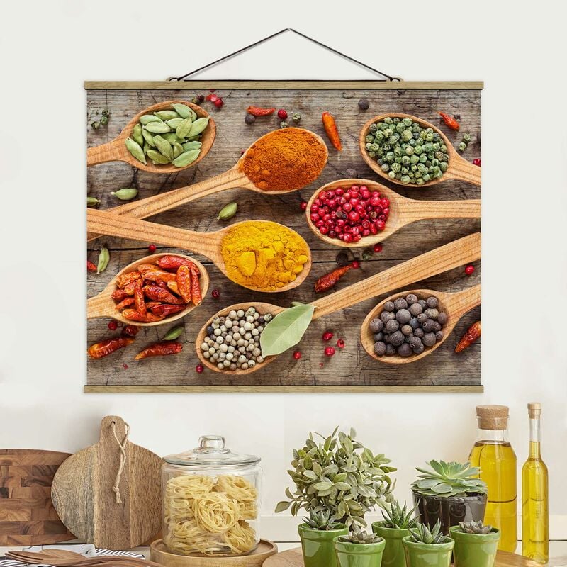 

Imagen de tela - Spices On Wooden Spoon - Apaisado 3:4 Dimensión LxA: 26cm x 35cm