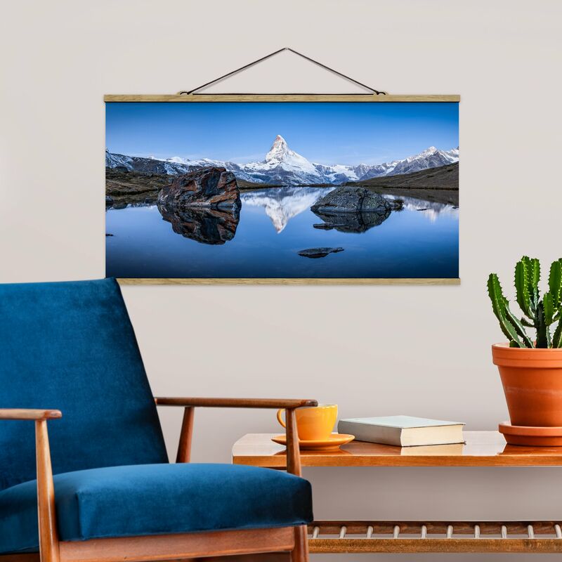 

Imagen de tela - Stellisee Lake In Front Of The Matterhorn - Apaisado 1:2 Dimensión LxA: 50cm x 100cm