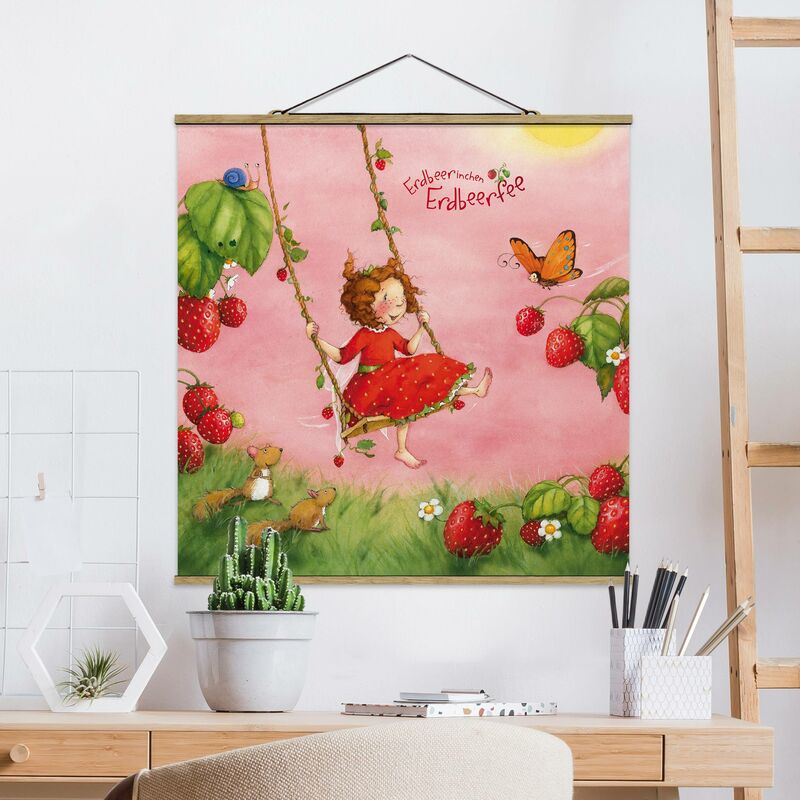 

Imagen de tela - Strawberry Rabbit Erdbeerfee - Baumschaukel - Cuadrado 1:1 Dimensión LxA: 80cm x 80cm