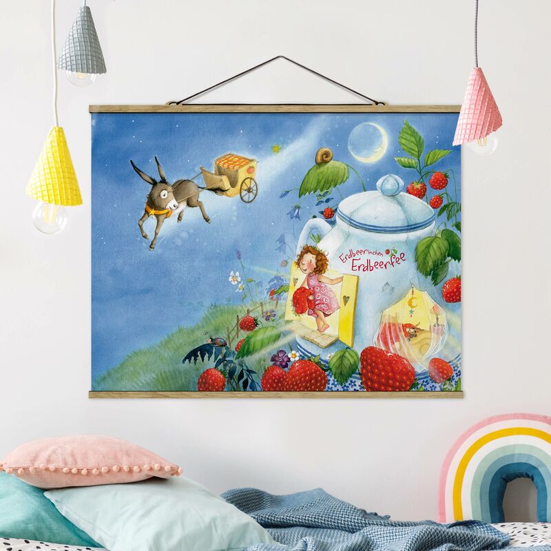 

Imagen de tela - Strawberry Rabbit Erdbeerfee - Traumeselchen Casimir - Apaisado 3:4 Dimensión LxA: 37.5cm x 50cm