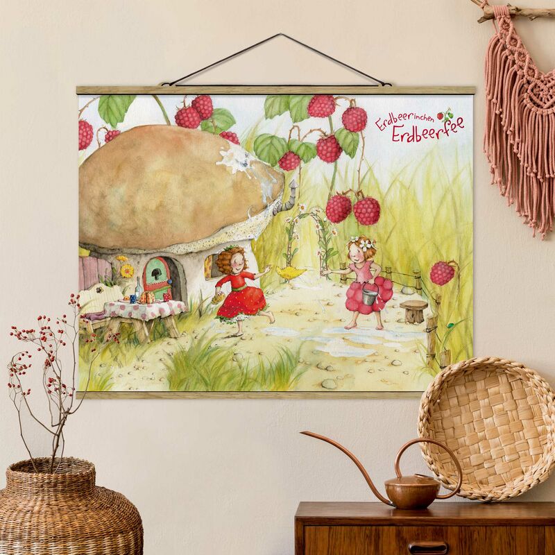 

Imagen de tela - Strawberry Rabbit Erdbeerfee - Under The Raspberry Bush - Apaisado 3:4 Dimensión LxA: 37.5cm x 50cm