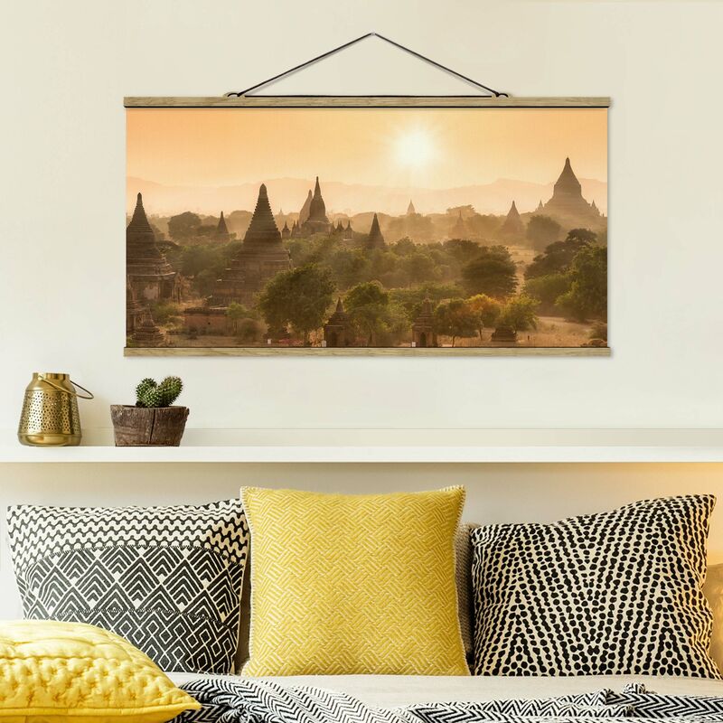 

Imagen de tela - Sun Setting Over Bagan - Apaisado 1:2 Dimensión LxA: 25cm x 50cm