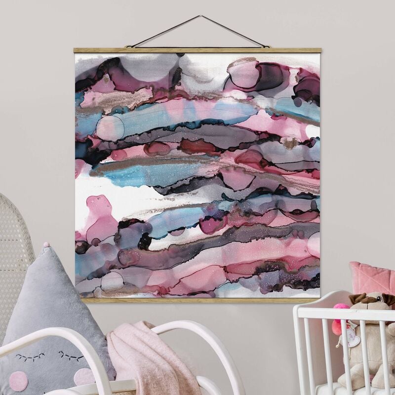 

Imagen de tela - Surfing Waves In Purple With Pink Gold - Cuadrado 1:1 Dimensión LxA: 100cm x 100cm