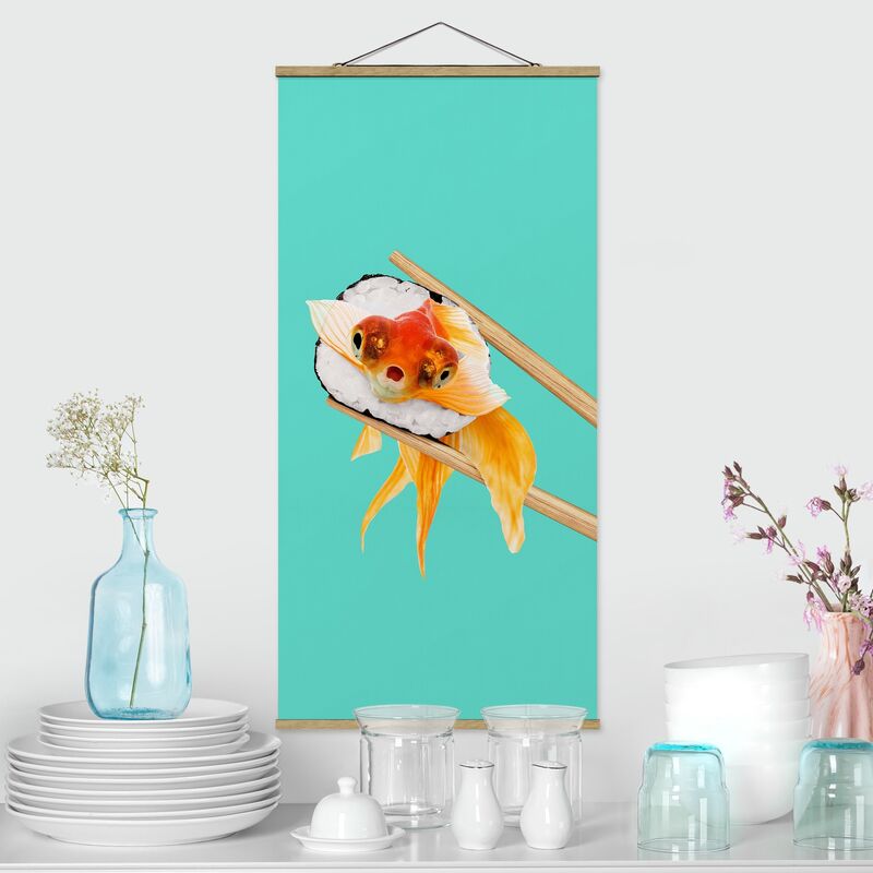 

Imagen de tela - Sushi With Goldfish - Alto 2:1 Dimensión LxA: 100cm x 50cm