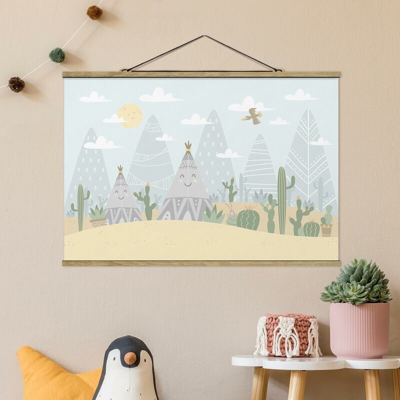 

Imagen de tela - Tepee With Cacti - Apaisado 2:3 Dimensión LxA: 66.5cm x 100cm