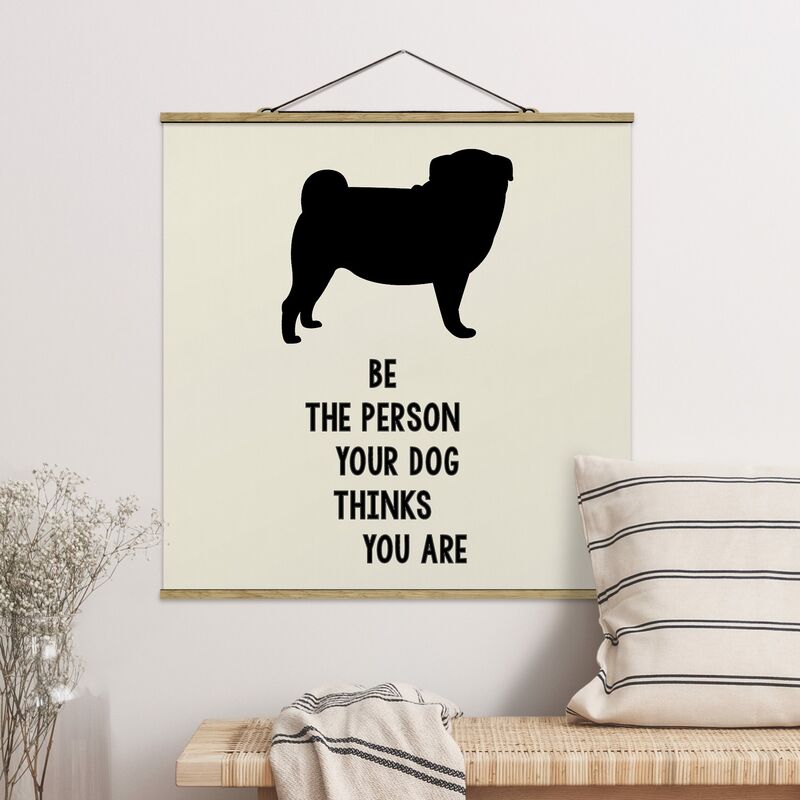 

Imagen de tela - Thinking Pug - Cuadrado 1:1 Dimensión LxA: 100cm x 100cm