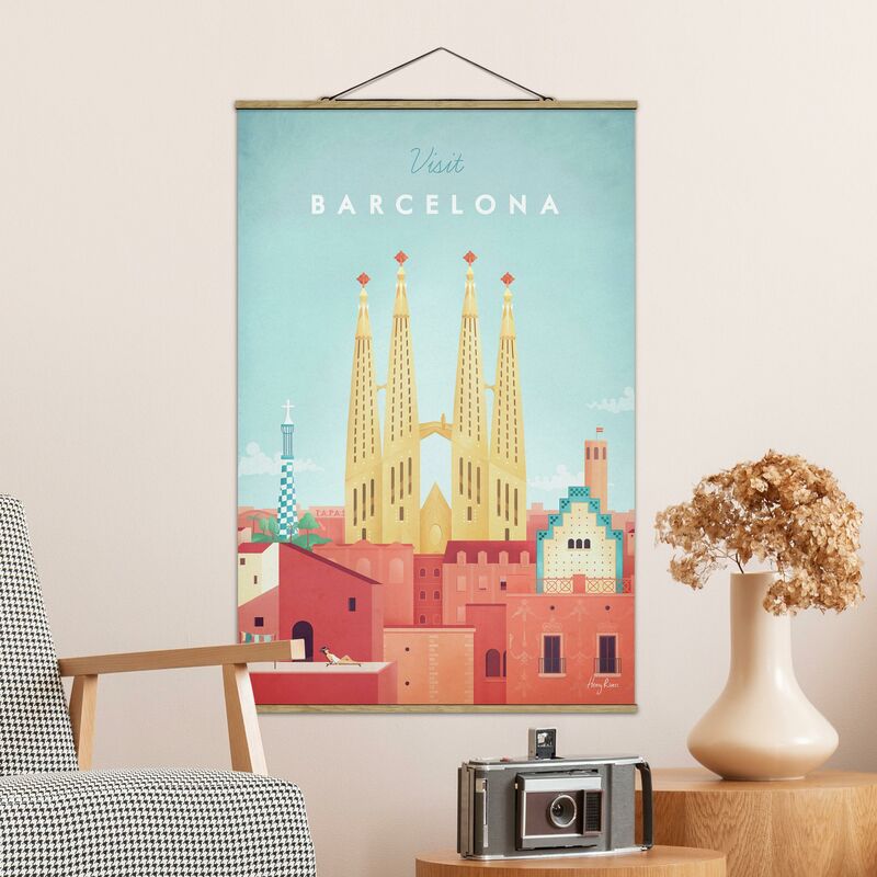 

Imagen de tela - Travel Poster - Barcelona - Alto 3:2 Dimensión LxA: 120cm x 80cm