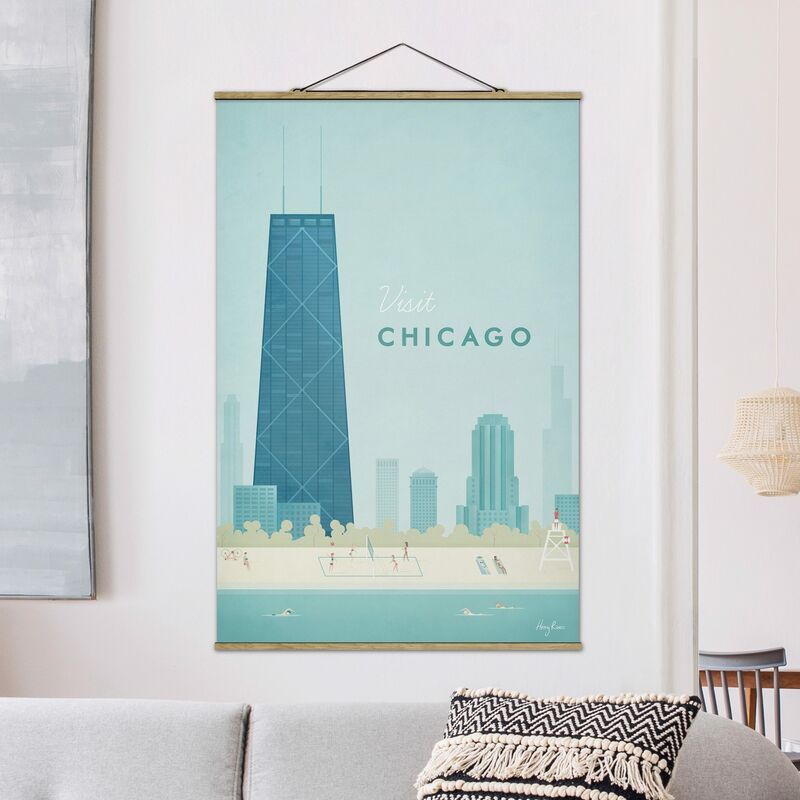 

Imagen de tela - Travel Poster - Chicago - Alto 3:2 Dimensión LxA: 150cm x 100cm