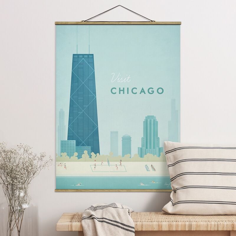 

Bilderwelten - Imagen de tela - Travel Poster - Chicago - Alto 4:3 Dimensión LxA: 46.5cm x 35cm