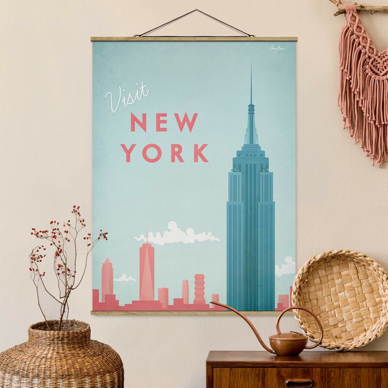 

Imagen de tela - Travel Poster - New York - Alto 4:3 Dimensión LxA: 66.4cm x 50cm