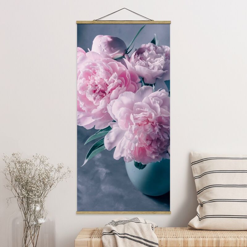 

Imagen de tela - Vase Of Pink Peonies Shabby - Alto 2:1 Dimensión LxA: 100cm x 50cm