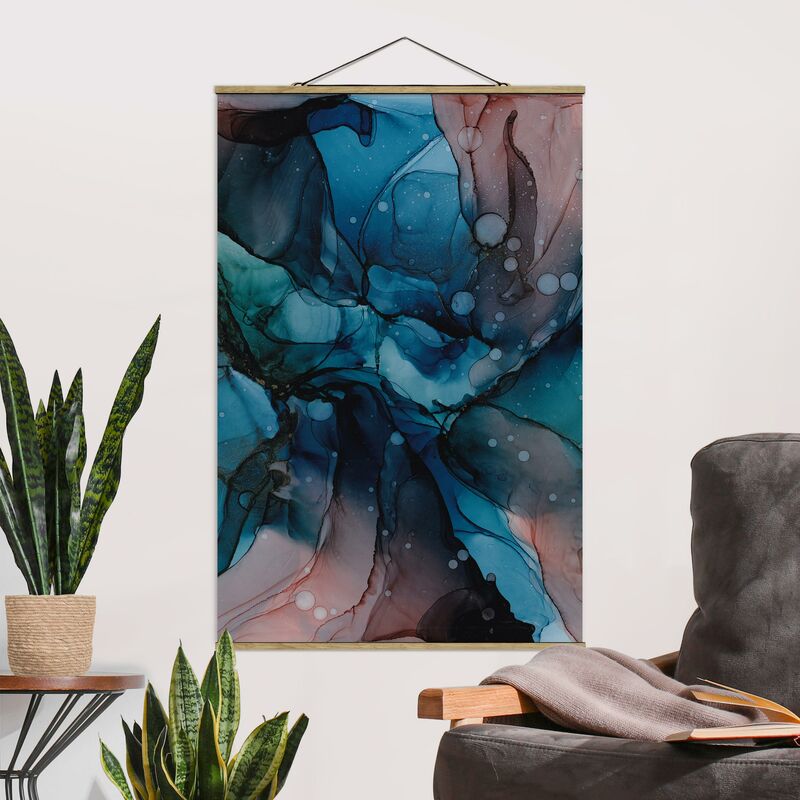 

Imagen de tela - Under Water In Petrol And Red With Gold - Alto 3:2 Dimensión LxA: 120cm x 80cm