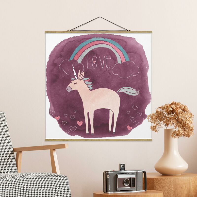 

Bilderwelten - Imagen de tela - Unicorn Force - Love - Cuadrado 1:1 Dimensión LxA: 35cm x 35cm
