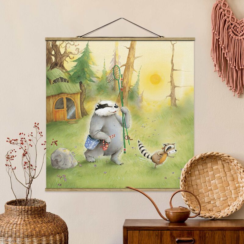 

Imagen de tela - Vasily Raccoon - Vasily Go Fishing And Sibelius - Cuadrado 1:1 Dimensión LxA: 35cm x 35cm