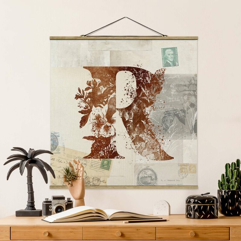 

Imagen de tela - Vintage Gold Alphabet Letter R - Cuadrado 1:1 Dimensión LxA: 80cm x 80cm