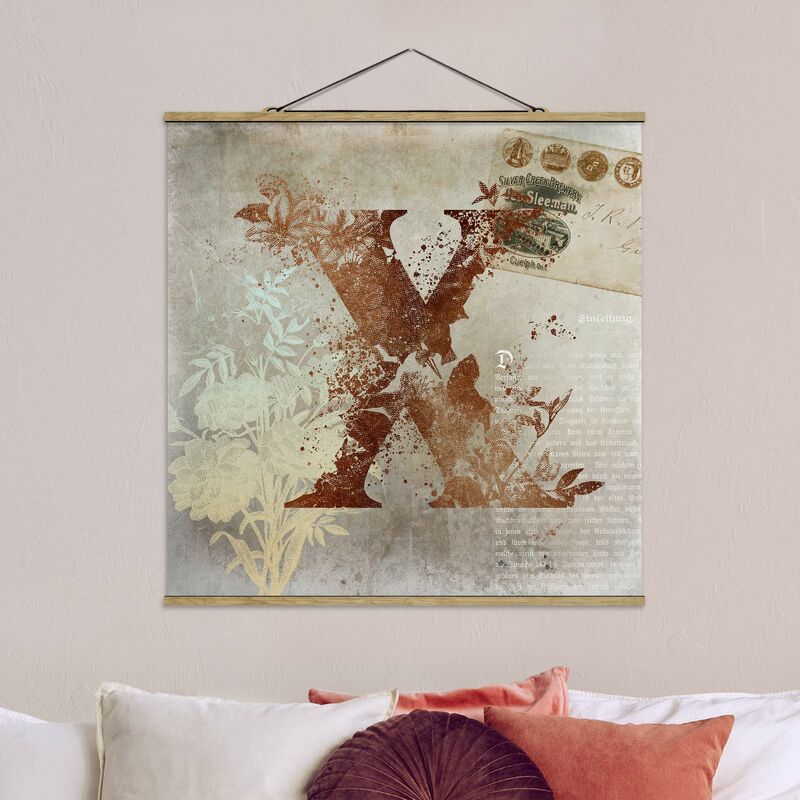 

Imagen de tela - Vintage Gold Alphabet Letter X - Cuadrado 1:1 Dimensión LxA: 35cm x 35cm