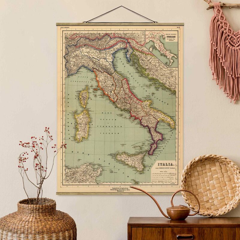 

Imagen de tela - Vintage Map Italy - Alto 4:3 Dimensión LxA: 133.5cm x 100cm
