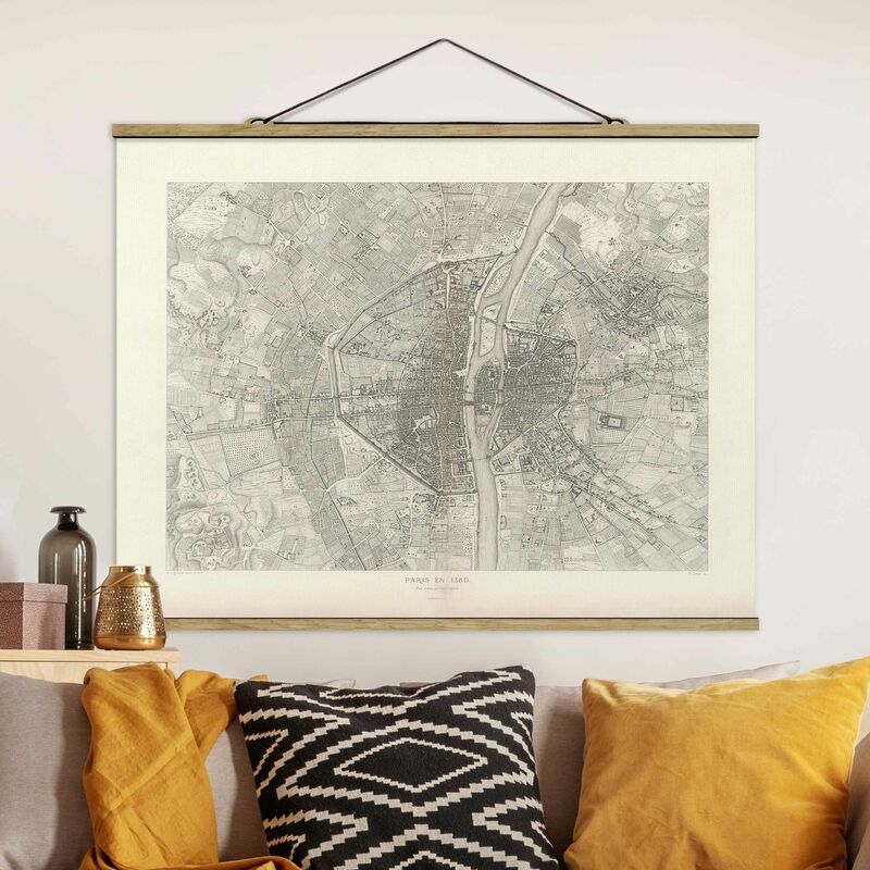 

Imagen de tela - Vintage Map Paris - Apaisado 3:4 Dimensión LxA: 60cm x 80cm