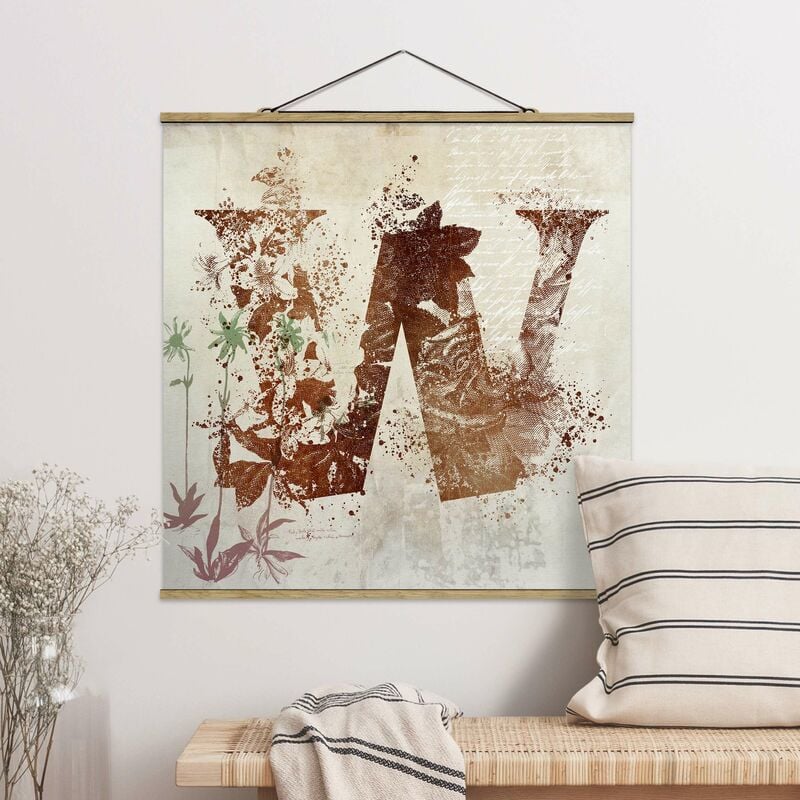 

Imagen de tela - Vintage Gold Alphabet Letter W - Cuadrado 1:1 Dimensión LxA: 50cm x 50cm