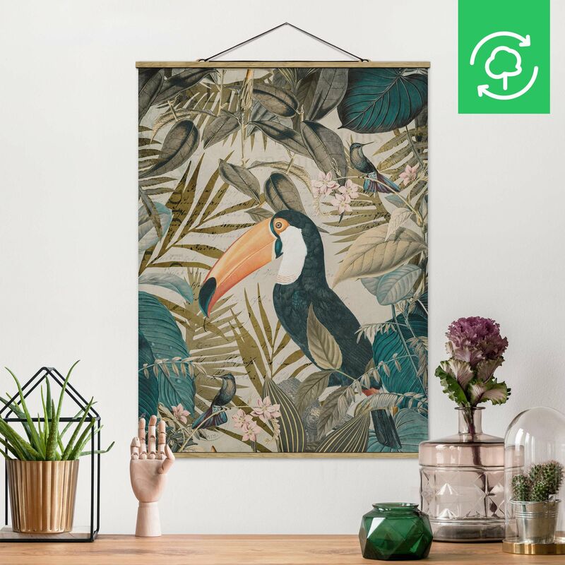 

Imagen de tela - Vintage Collage - Toucan In The Jungle - Alto 4:3 Dimensión LxA: 66.4cm x 50cm