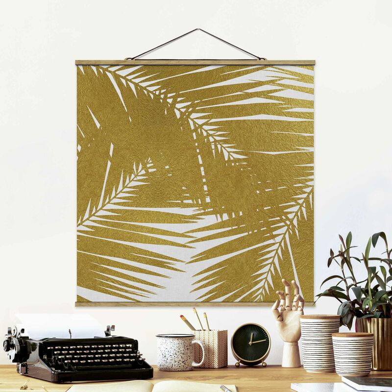 

Imagen de tela - View Through Golden Palm Leaves - Cuadrado 1:1 Dimensión LxA: 100cm x 100cm