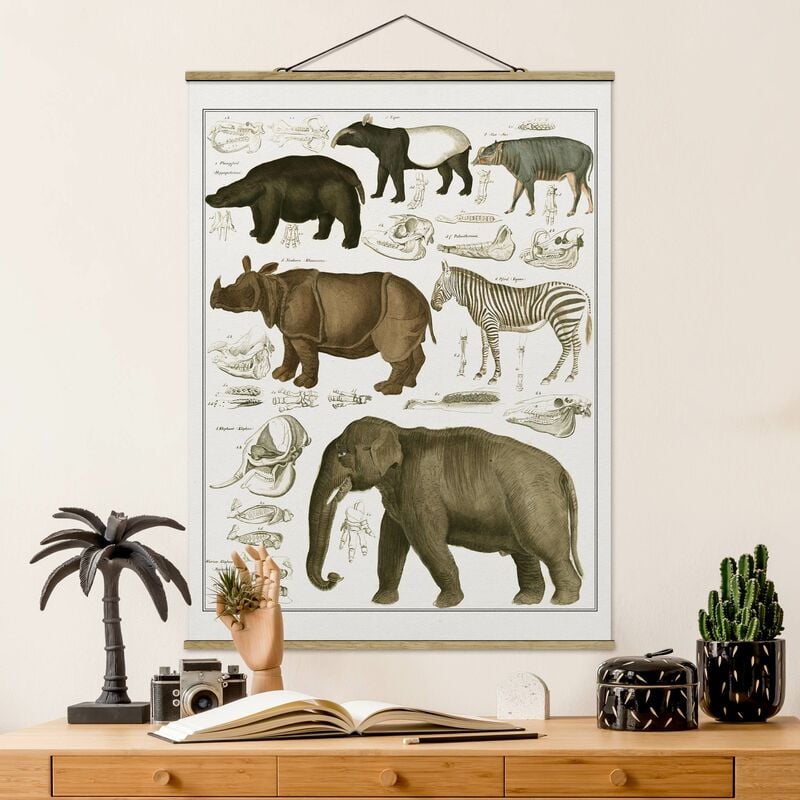 

Imagen de tela - Vintage Board Elephant, Zebra And Rhino - Alto 4:3 Dimensión LxA: 133.5cm x 100cm
