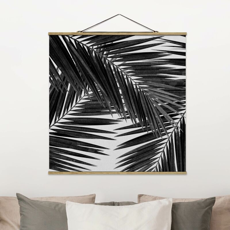 

Imagen de tela - View Through Palm Leaves Black And White - Cuadrado 1:1 Dimensión LxA: 100cm x 100cm