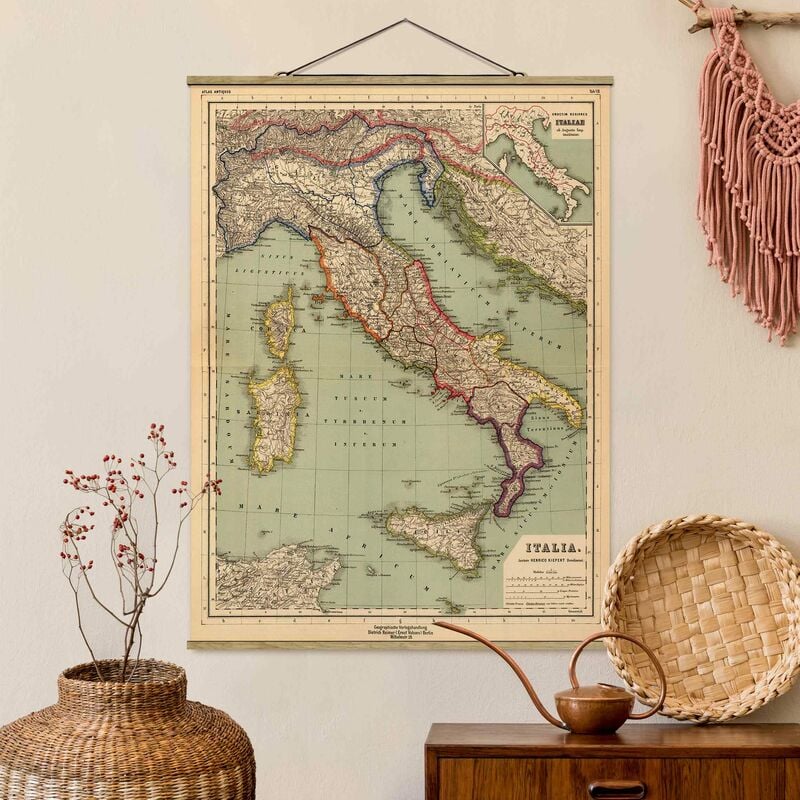 

Imagen de tela - Vintage Map Italy - Alto 4:3 Dimensión LxA: 106.5cm x 80cm