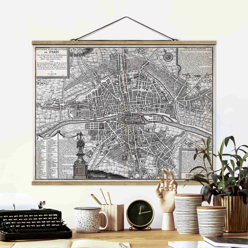 

Imagen de tela - Vintage Map City Of Paris Around 1600 - Apaisado 3:4 Dimensión LxA: 37.5cm x 50cm