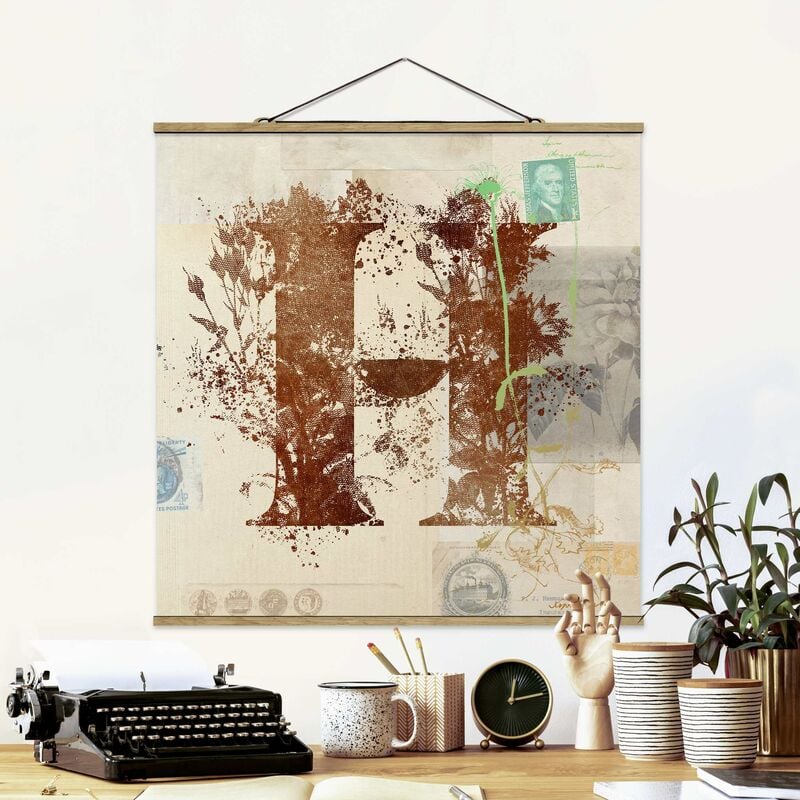 

Imagen de tela - Vintage Gold Alphabet Letter H - Cuadrado 1:1 Dimensión LxA: 50cm x 50cm