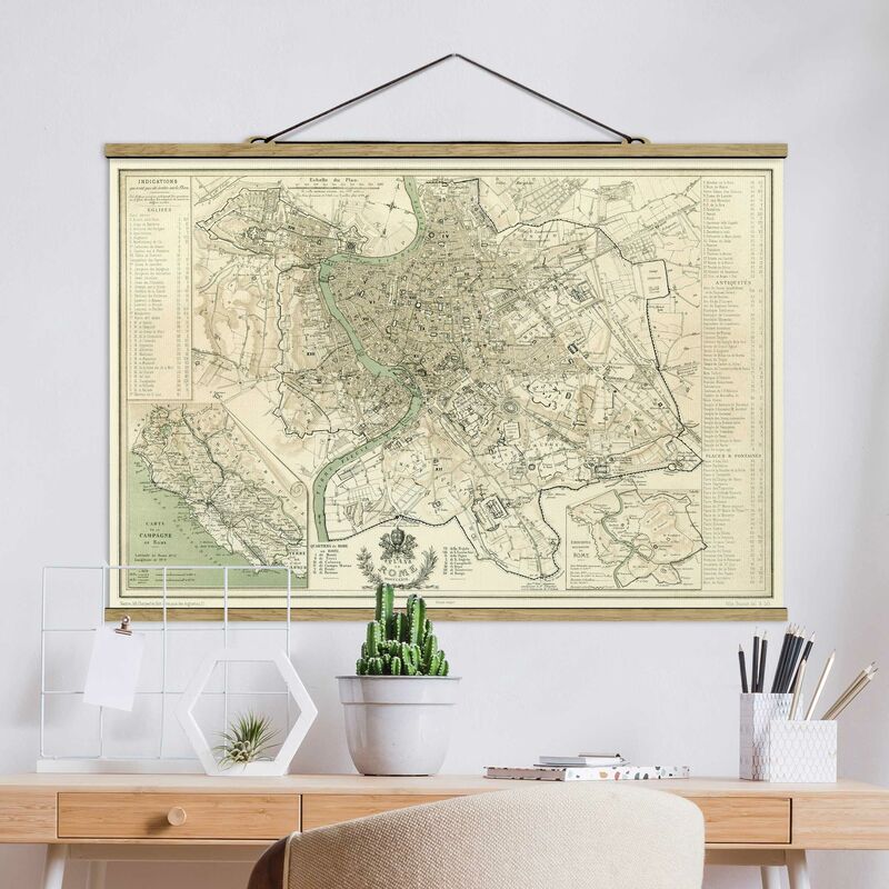 

Bilderwelten - Imagen de tela - Vintage Map Rome Antique - Apaisado 2:3 Dimensión LxA: 23.5cm x 35cm