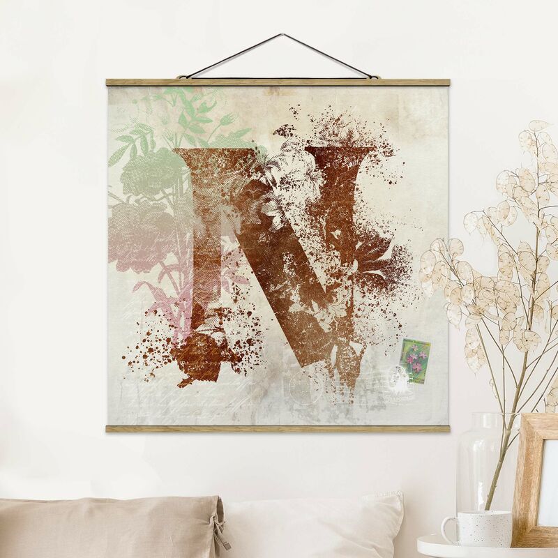 

Imagen de tela - Vintage Gold Alphabet Letter N - Cuadrado 1:1 Dimensión LxA: 100cm x 100cm
