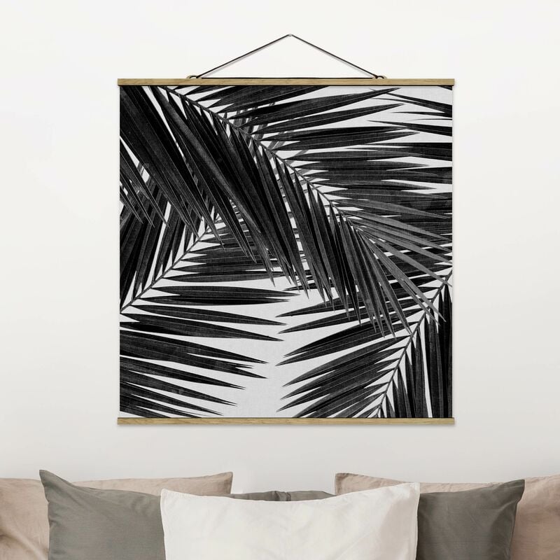 

Imagen de tela - View Through Palm Leaves Black And White - Cuadrado 1:1 Dimensión LxA: 80cm x 80cm