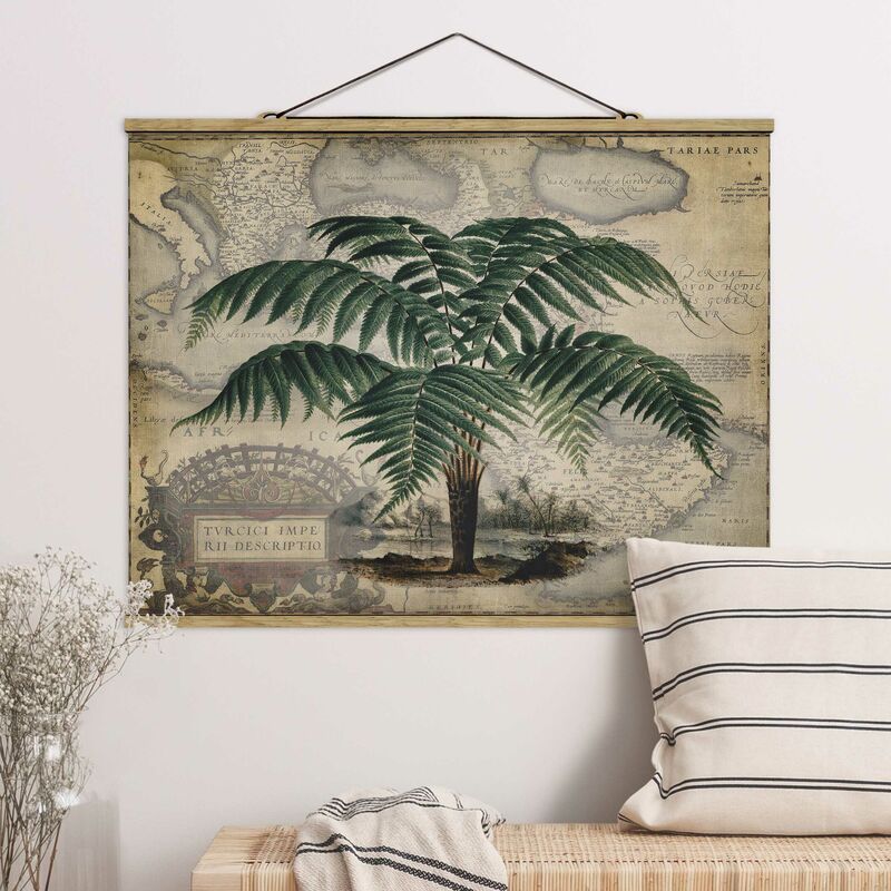 

Imagen de tela - Vintage Collage - Palm And World Map - Apaisado 3:4 Dimensión LxA: 26cm x 35cm