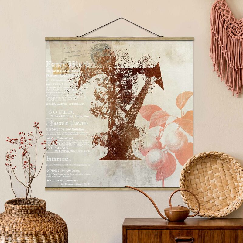 

Imagen de tela - Vintage Gold Alphabet Letter T - Cuadrado 1:1 Dimensión LxA: 100cm x 100cm