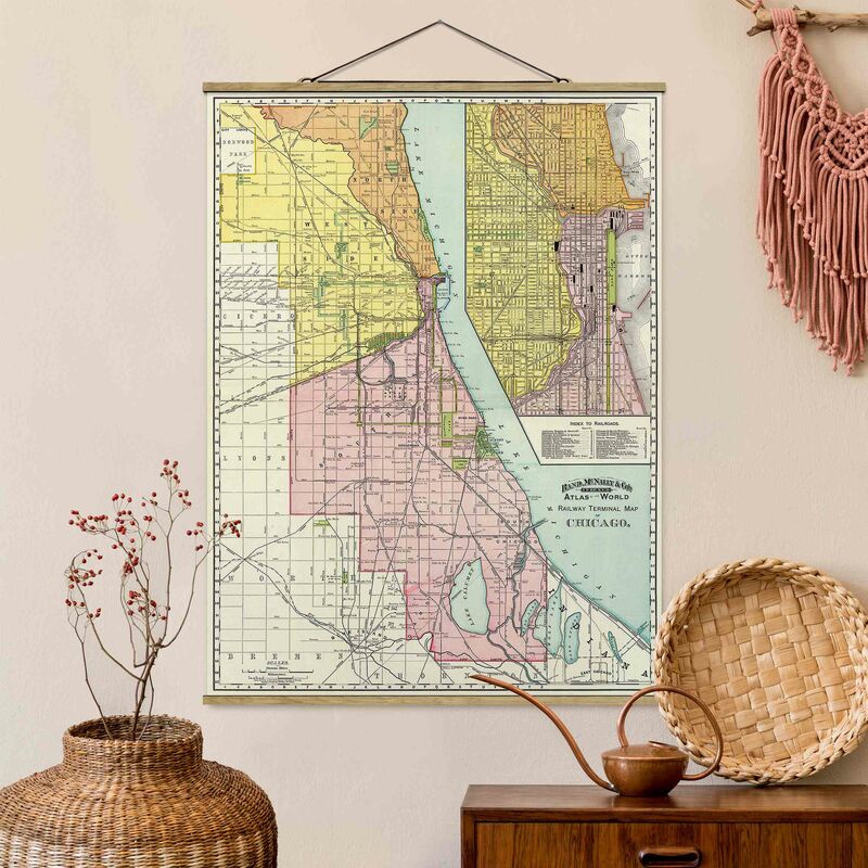 

Imagen de tela - Vintage Map Chicago - Alto 4:3 Dimensión LxA: 66.4cm x 50cm