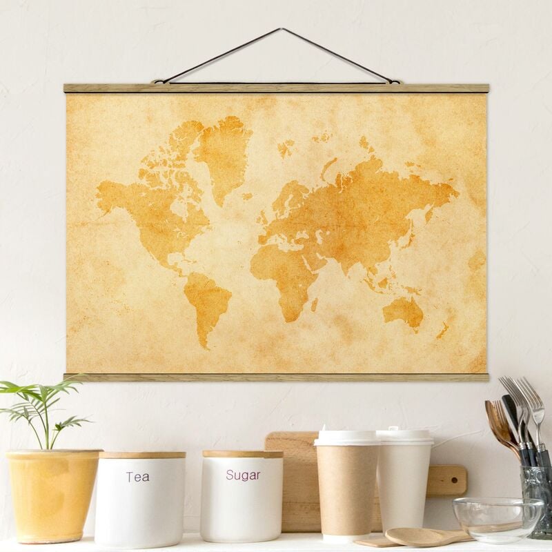 

Imagen de tela - Vintage World Map - Apaisado 2:3 Dimensión LxA: 53.5cm x 80cm