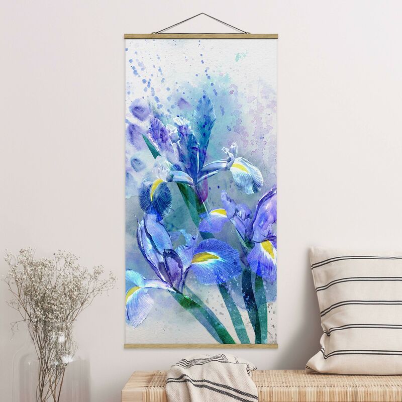 

Imagen de tela - Watercolor Flowers Iris - Alto 2:1 Dimensión LxA: 100cm x 50cm