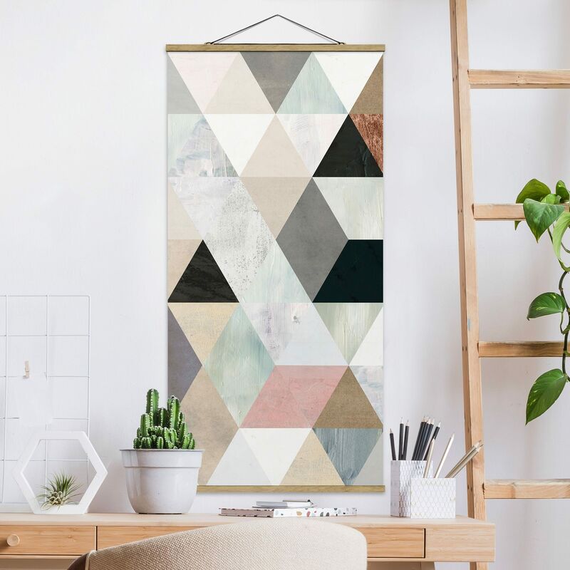 

Imagen de tela - Watercolor Mosaic With Triangles I - Alto 2:1 Dimensión LxA: 70cm x 35cm