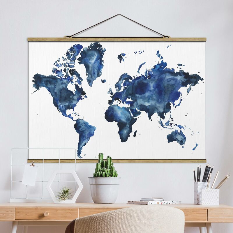 

Imagen de tela - Water World Map Light - Apaisado 2:3 Dimensión LxA: 66.5cm x 100cm