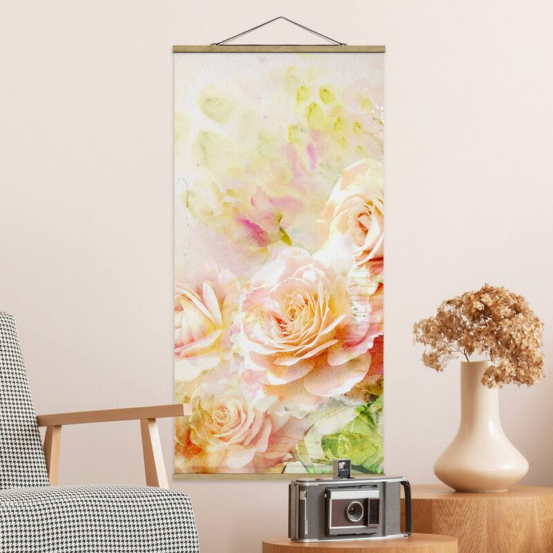 

Imagen de tela - Watercolor Roses Composition - Alto 2:1 Dimensión LxA: 100cm x 50cm