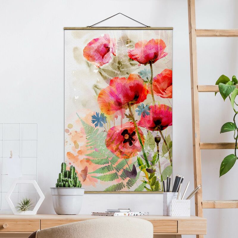 

Imagen de tela - Watercolor Poppy Flowers - Alto 3:2 Dimensión LxA: 120cm x 80cm