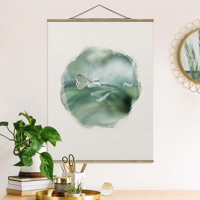 

Imagen de tela - Watercolors - Butterfly And Dew Drops In Pastel Green - Alto 4:3 Dimensión LxA: 46.5cm x 35cm