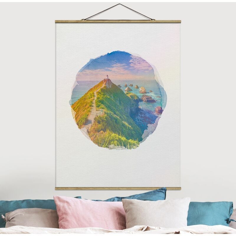 

Imagen de tela - Watercolors - Nugget Point Lighthouse And Sea New Zealand - Alto 4:3 Dimensión LxA: 46.5cm x 35cm